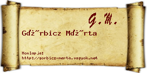 Görbicz Márta névjegykártya